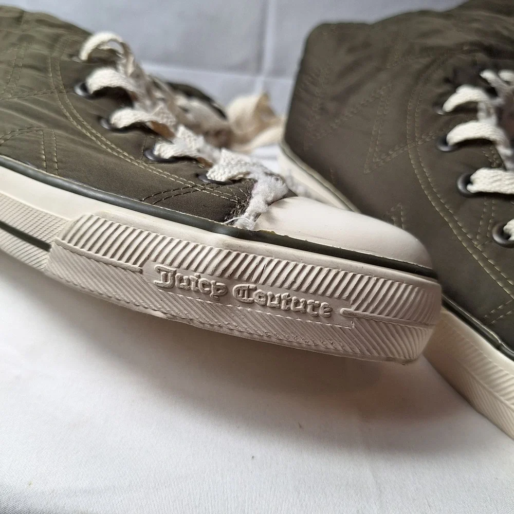 JUICY COUTURE Earlene Nylon Sherpa Lined High-Top Sneaker Sz 8.5 Green 90s Y2K